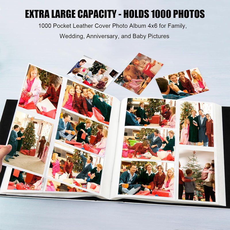 Aevdor 1000 Pockets Photo Album 4x6, Extra Large Capacity Leather Cover Wedding Family Picture Book Holds 1000 Horizontal and Vertical Picture, Acid-free Pages 4x6 Photo Album with Front Window, White - Image 2